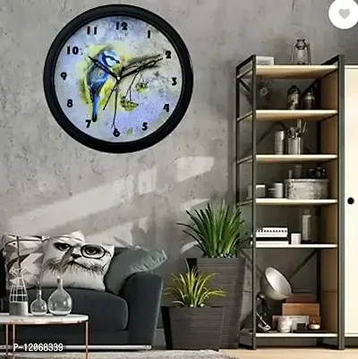 SRS Trends Plastic Wall Clock for Home Living Room Bedroom and Office ( Round 25.4 X 25.4 cm) Blue Bird/Round.-thumb4