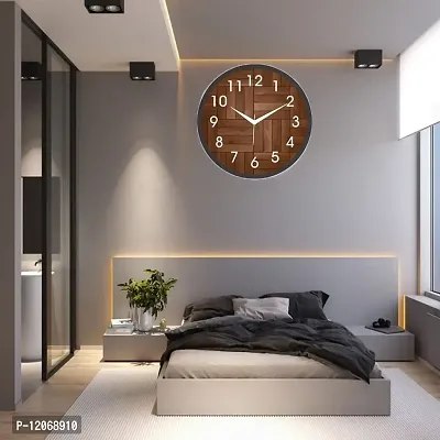 SRS Trends Plastic Wall Clock for Home Living Room Bedroom and Office ( Round 25.4 X 25.4 cm) (Cadbury Design) Black & Brown with Glass-thumb2