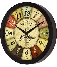 SRS Trends Plastic Round Antique Design Wall Clock for Home, Living Room, Bedroom and Office ( Black, 25.4 X 25.4 cm)-thumb1