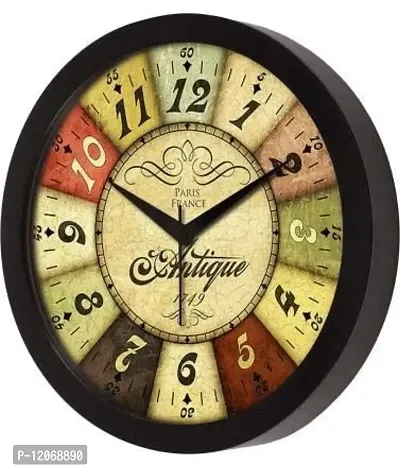 SRS Trends Plastic Round Antique Design Wall Clock for Home, Living Room, Bedroom and Office ( Black, 25.4 X 25.4 cm)-thumb2