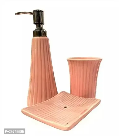 Ceramic Bathroom Set of 3 with Soap dispenser, Toothbrush Holder, Soap Dish-thumb0