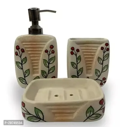 Ceramic Bathroom Set of 3 with Soap dispenser, Toothbrush Holder, Soap Dish-thumb0