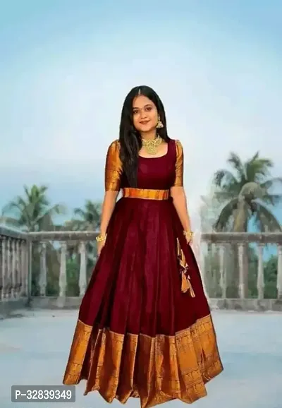 Indo-western Maroon Solid Gown-thumb0