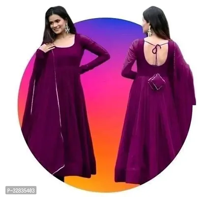 Straight Purple Solid Kurta-thumb0