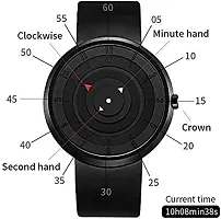 OJ Analogue Unique Arrow Silicon Analog Men's Watch (Black Dial Black Colored Strap)(Pack of 1)-thumb2