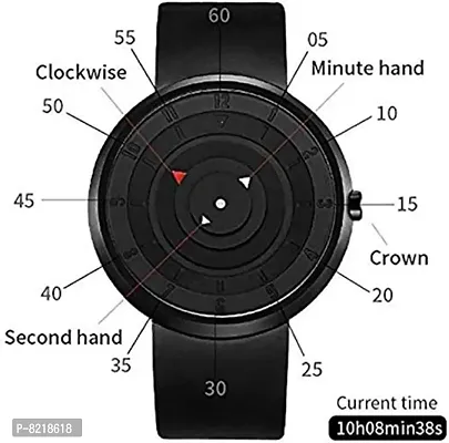 OJ Analogue Unique Arrow Silicon Analog Men's Watch (Black Dial Black Colored Strap)(Pack of 1)-thumb3