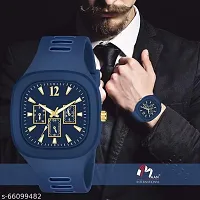 Nakoda Analogue Pu Leather Strap Watch for Men (Navy Blue)-thumb1