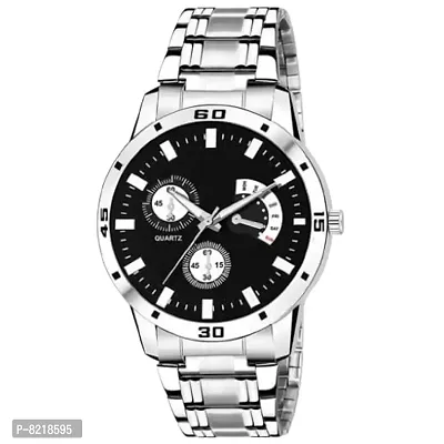 Nakoda Men Stylish Elegant Stainless Steel Wrist Watch (Black)