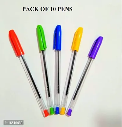 Multicolored Transparent Ball Pen For Writing PACK OF 10-thumb0