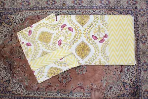 Latest Cotton Block Print Double 1 Bedsheet with 2 Pillow covers-thumb1