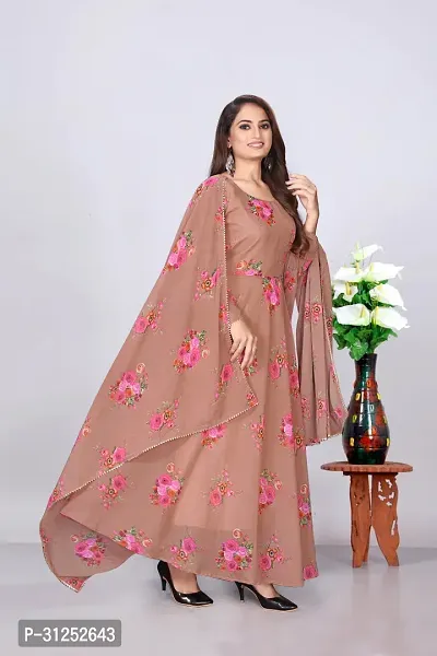 Georgette Casual Party Anarkali Printed Gown with Dupatta-thumb2