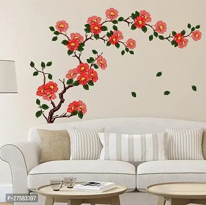 Floral Branch Antique Flowers Wall Stickers (PVC Vinyl, 48cm x 30 cm, Multicolour)-thumb4