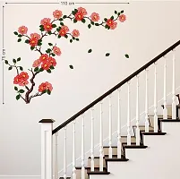 Floral Branch Antique Flowers Wall Stickers (PVC Vinyl, 48cm x 30 cm, Multicolour)-thumb1