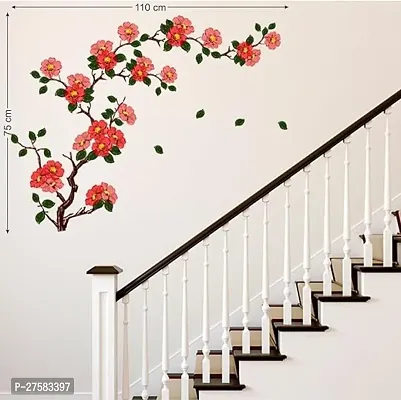 Floral Branch Antique Flowers Wall Stickers (PVC Vinyl, 48cm x 30 cm, Multicolour)-thumb2