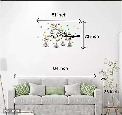 Wall Decoration Sticker 'Tree Branches with Birdcage and Flower'Pack of 1-thumb3