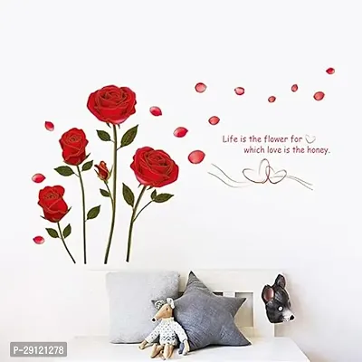 Decals Flowers Rose Wall Stickers for Living Room Bedroom TV Background Kids Girls Rooms Decoration (28X25 CM)