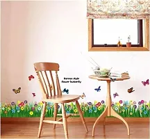 Green Grass Wall Corner Stickers Flowers Butterflies Baseboard Skirting Line Self Adhesive Sticker (Pack of 1)-thumb4