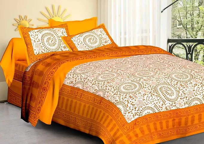 Cotton Printed Queen Bedsheet With 2 Pillow Covers