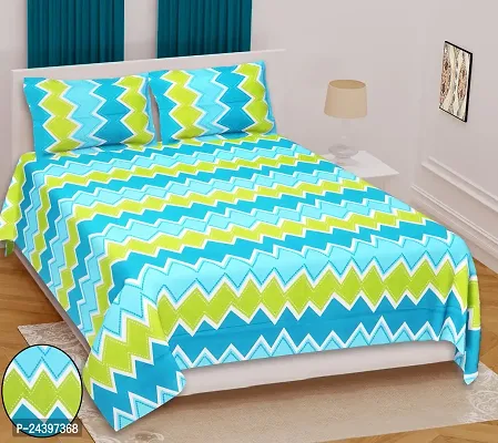 Comfortable Cotton Queen Bedsheet with Two Pillow Covers-thumb0