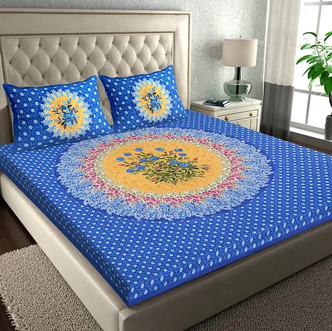 Printed Cotton Double Bedsheets (94*83 Inch)