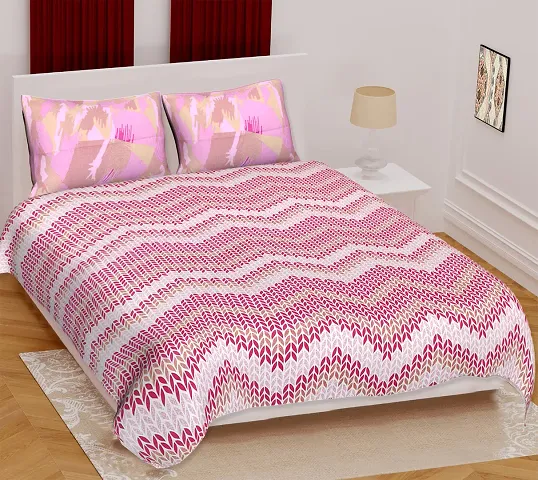 Printed Cotton Double Bedsheet with 2 Pillow Cover