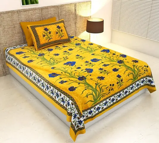 Printed Cotton Single Bedsheet with 1 Pillow Cover