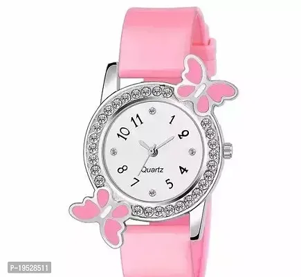 Stylish Pink Rubber Analog Watches For Women-thumb0