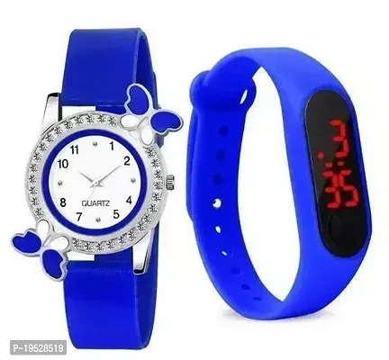 Stylish Blue Rubber Analog Watches For Women