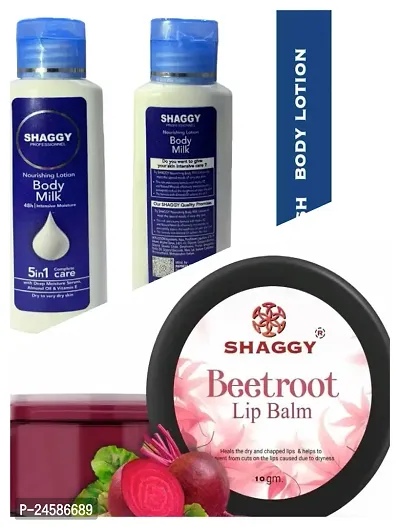 Shaggy nourish body lotion with beetroot lip balm pack of 2-thumb0