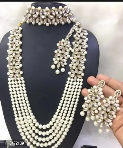Pearl Choker with Long Necklace Set with Maangtikka-thumb0