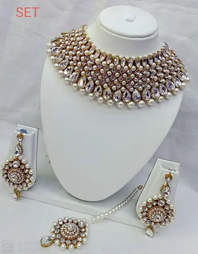 Beautiful Designer Copper Kundan Jewellery Set