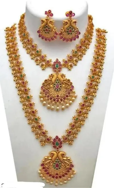 Stylish Artificial Stone Necklace And Earring Set For Women