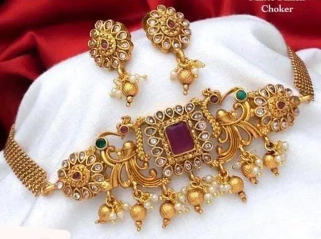 Gold Plated Artificial Stone Choker Sets