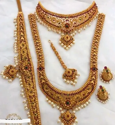 Gold Plated Alloy South Jewellery Sets