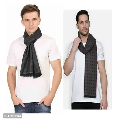Stylish Wool Multicolored Muffler For Men- Pack Of 2(1.50Mtr)