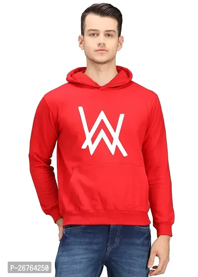 Elegant Red Fleece Printed Long Sleeves Hoodies For Men-thumb0