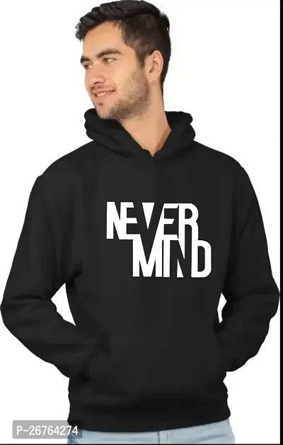 Elegant Black Fleece Printed Long Sleeves Hoodies For Men-thumb0