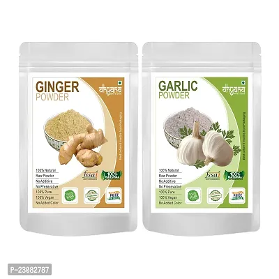 Dhyana Exim Ginger Powder 200Gm,Garlic Powder 200Gm -Combo Pack Of 2 Adrak Powder,Lahsun Powder