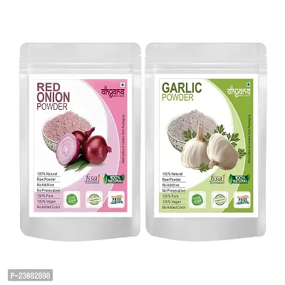 Dhyana Exim Red Onion Powder 100Gm,Garlic Powder 100Gm -Combo Pack Of 2 Kanda Powder,Lehsun Powder-thumb0