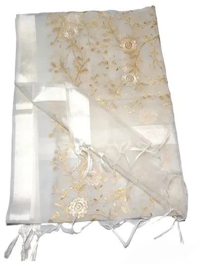 Stylish Organza Silk Embroidered Dupatta for Women