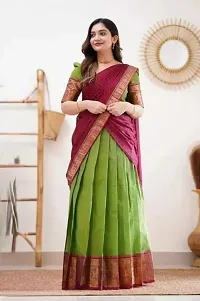 JAY AJMALSHAPIR Green Unstich South Indian Lehenga For Women-thumb1