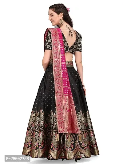 Pink And Black Art Silk Unstich Lehenga Choli For Women-thumb4