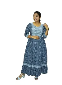 Stylish Rayon Stitched Gown/Long Dress (Navy Blue)-thumb1