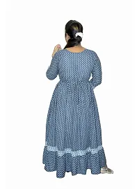 Stylish Rayon Stitched Gown/Long Dress (Navy Blue)-thumb2