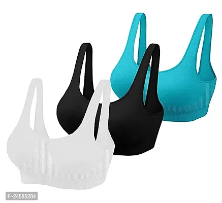 Women Sports Non Padded Bra  (Multicolor)-thumb0