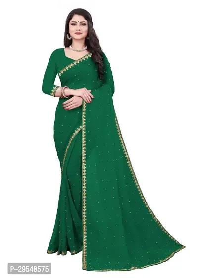 Beautiful Net Lace Border Sarees With Blouse Piece-thumb0