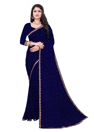 Stylish Lycra Saree with Blouse Piece for Women