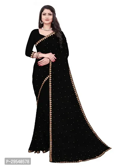 Beautiful Net Lace Border Sarees With Blouse Piece