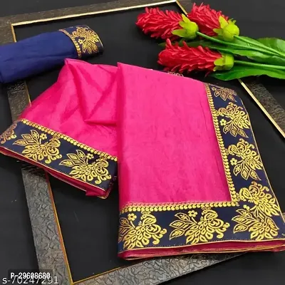 Beautiful Net Embroidered Fancy Lace Border Sarees With Blouse Piece