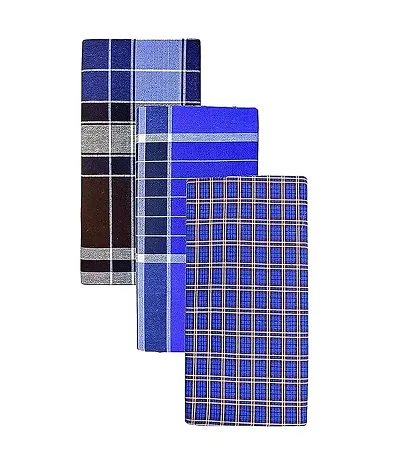Cotton Lungi for Men | Assorted Checks Multi Color 2 Meter | Pack of 3